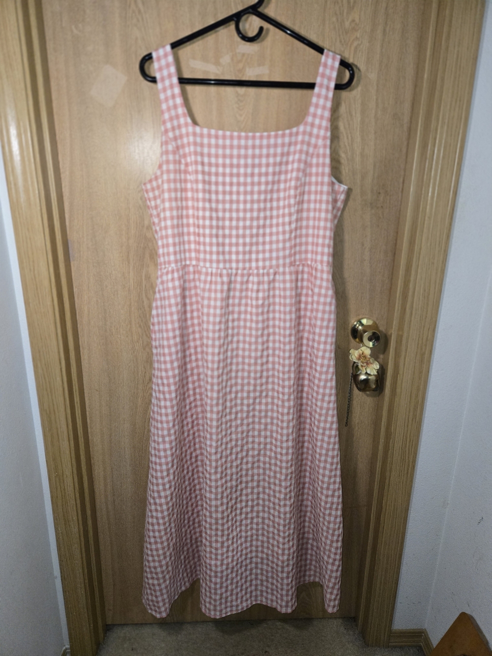 Pink Gingham Country Chic Cottage Picnic Modest Feminine Soft Girl Tea Dress